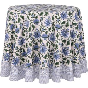 ATOSII Taj 100% Cotton Round Tablecloth, Handblock Print Floral Table Cloth for Kitchen Dining Linen I Parties, Weddings, Outdoors I 90" Inches Round