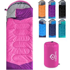oaskys Camping Sleeping Bag - 3 Season Warm & Cool Weather - Summer Spring Fall Lightweight Waterproof for Adults Kids - Camping Gear Equipment, Traveling, and Outdoors (50-80F Everyday 3 Season - Pink)