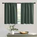 RYB HOME Blackout Curtains for RV Camper Windows, Privacy Thermal Insulating Mini Curtains & Drapes for Bedroom Bathroom Basement Kitchen Door Window Cover, W 42 x L 36 inch, Dark Green, 2 Panels