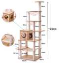 76-Inch Multi-Pure Wood-Level Cat Tree Tower with Condo, 16 Soft Plush Scratching Post,2 Space Capsule, with Cat Hammock,5-Story Perching Platform,Cat Tree for Large Cats.1115