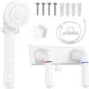 RV Shower Faucet with Handheld Showerhead & Hose, 4" ABS Shower Set, Leak & Rust Resistant for RV Camper Motorhome Travel Trailer (White, Indoor/Outdoor Use)