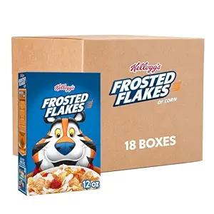 Kellogg's Frosted Flakes Breakfast Cereal, Kids Cereal, Family Breakfast, Original (18 Boxes),BBD 03/29/2026