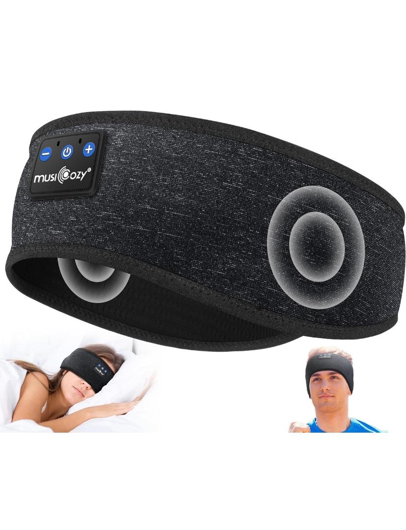 MUSICOZY Sleep Headphones Bluetooth 5.4 Headband, Wireless Earphones Music Sleep Earbuds Sleeping Eye Mask with HD Stereo Speakers for Workout Running Travel Yoga, Ideal Gifts for Men Women Mom Dad