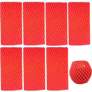 50 Pieces Fruit Protection Bags Foam Mesh Keep Safe Mesh Sleeves for Large Supermarkets, Fruit Shops (Red-10x6cm)