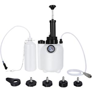 3L Brake Bleeder Kit,Brake Bleeder Vacuum Pump Kit,Brake Fluid Bleeder Kit with 1L Brake Bleeder Bottle and 4 Master Cylinder Adapters,Brake Bleeding Kit Suitable for Most Vehicles (White)