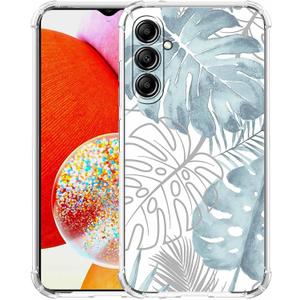 For Samsung Galaxy A14 Case with Green Leaves Design,Tropical Monstera Leaves Plants Pattern,Clear Slim Soft TPU Bumper Case,6.6(Leaf,A14)