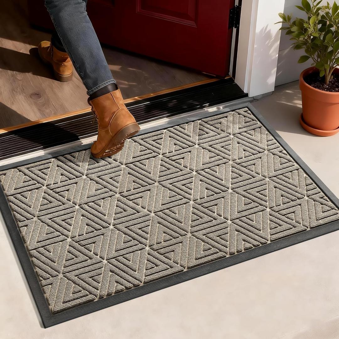 Yimobra Large Door Mat 36x24, All-Weather Waterproof Non-Slip Welcome Matt Outdoor, Heavy Duty Non Slip Doormat for Entryway for Patio and Garage Indoor, Easy Clean, Beige