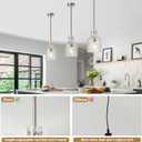 WILON Modern Glass Pendant Lighting for Kitchen Island, Farmhouse Pendant Lights for Dining Room Kitchen Sink, Adjustable Hanging Ceiling Light 7" Hammered Glass Shade, Brushed Nickel Metal Finish
