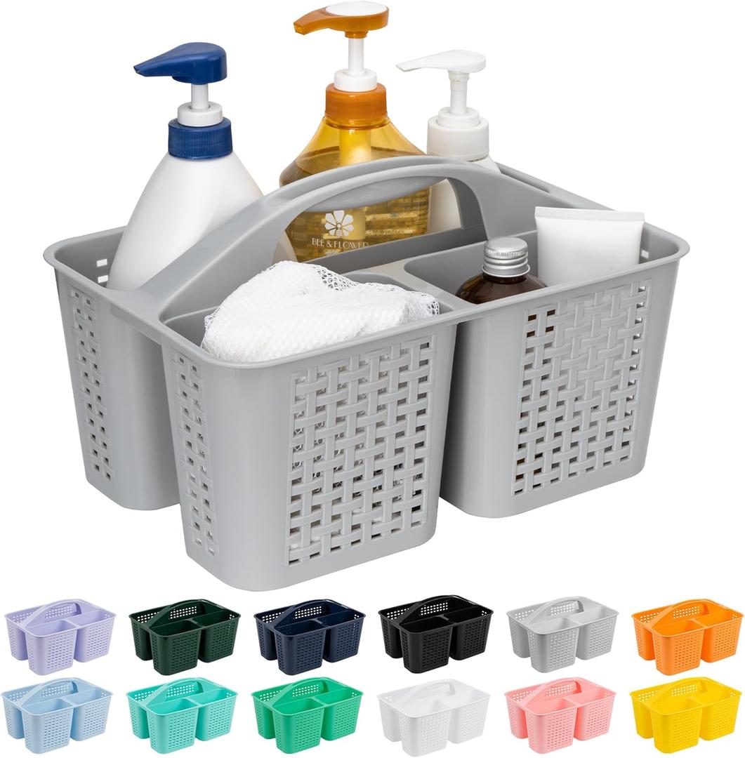 Tiawudi Portable Shower Caddy, Caddy Organizer with Handle, Plastic Shower Basket Hold Soap, Shampoo, Hair Supplies and Beauty Products, Cleaning Supplies Organizer for Home, Dorm, Shelf and Cabinet