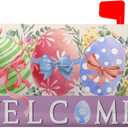 Happy Easter Mailbox Covers Magnetic Spring Welcome Outdoor Mailbox Cover Standard Size 21" X 25.5" Easter Watercolor Eggs Holiday Mailbox Wrap Post Letter Box Cover Decorative for Home Garden Yard