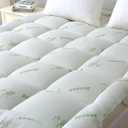 Bamboo Mattress Topper, Cooling Extra Thick Breathable Mattress pad, Fitted Mattress Cover with Down Alternative Fill,55 x 85 Inch