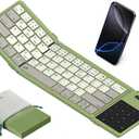 Nillkin Upgraded Foldable Bluetooth Keyboard with Touchpad & Number Pad, Portable Wireless Keyboard for Travel, Pocket-Sized, Full Size Keys, Support 3 Devices for iPad Laptop Tablets Phone, Green