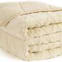 Topblan Weighted Blanket Twin Size 12 lbs, Soft Weighted Blanket with Doubled-Sized Shaggy Sherpa, Jacquard Knitted Stylish Warm Weighted Blankets Throw for Better Sleep, Beige, 48 x 72 inches