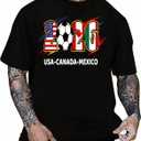 2026 Soccer Cup Shirt for Men USA Canada Mexico Soccer Fan Tee Mens Football Graphic T Shirt Casual (Black, XXL)
