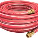Continental Premium Garden Red Heavy Duty Hot Water Garden Hose, 5/8in Inside Diameter x 100ft Length, Male x Female Garden Hose Thread