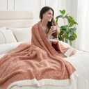Snuggle Sac Orange Fall Throw Blanket for Couch, Oversized Throw XL Super Soft Warm Blankets Cozy Knit Fuzzy Throws for Sofa, Bed, Living Room, Heather Orange, 50x70 inches