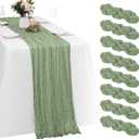 8 Pack Sage Green Cheesecloth Table Runner 20 x 120 inch Gauze Table Runners 10 FT Long,Semi Sheer Boho Cheese Cloth Fabric Table Runner Bulk for Wedding,Party,Baby Shower,Bridal Shower Decoration