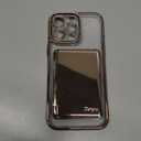 Meifigno for iPhone 16 Pro Max Case Wallet (3-4 Cards & Cash), Built-in Mirror & Kickstand, Surround Raised Lens Protection, Metal Plating Glossy for 16 Pro Max Case with Card Holder, Desert Titanium