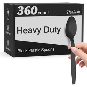 360 Count Black Plastic Spoons Disposable, BPA-Free, Heat Resistant, Solid and Durable Disposable Spoons Heavy Duty Bulk, Premium Spoons plastic disposable for Party Supply