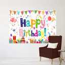 9x6ft Happy Birthday Backdrop Banner Colorful Party for Boys Girls Birthday Decorations Balloon Wall Posters Background Cake Tablecloth Photo Props Supplies BJOKAT0026