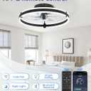 ZMISHIBO Ceiling Fans with Lights and Remote, 19.7'' Low Profile Ceiling Fan, 3000-6000K Dimmable Modern Flush Mount LED Fan Light, 6 Wind Speeds, Black Fandelier Ceiling Fans for Bedroom