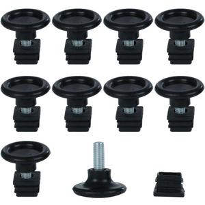 uxcell Adjustable Feet 20 x 20mm Square Inserts Furniture Glide 10 Sets Black