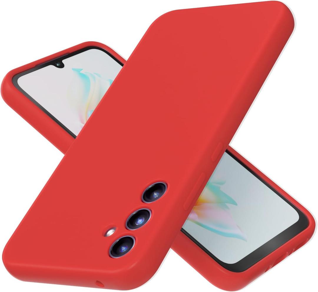 Galaxy A34 5G Case 6.6 inch, Soft Liquid Silicone Protective and Anti-Scratch Microfiber Lining Shockproof Compatible with A34 5G Cover (Red)