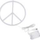 Uonlytech Decor Signs LED Peace Sign Led Peace Symbol Neon Modeling Light Luminous Neon Lamp Wall Light Wedding (22x22cm, White)