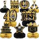 4 x 9 Pcs 40th Birthday Decoration for Men Women Table Honeycomb Forty Decor
