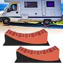WELLUCK RV Camper Leveler Kit, 2 Packs Heavy Duty Curved RV Leveling Blocks Ramp Wheel Chock for Travel Trailer, Up to 35,000 lbs, Anti-Slip Mats Included, Level Your RV on First Try