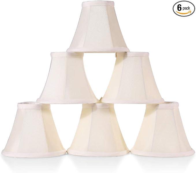 Wellmet Chandelier Shades, ONLY FOR CANDELABRA BULBS, Clipon Fitter Lamp Shades, 3" x 6" x 5", Set of 6, Cream White