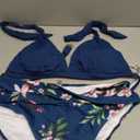 Yonique Women Two Piece Bathing Suits Push Up Bikini Set Halter Swimsuit Vintage Swimwear (Large, Dark Blue Flower)