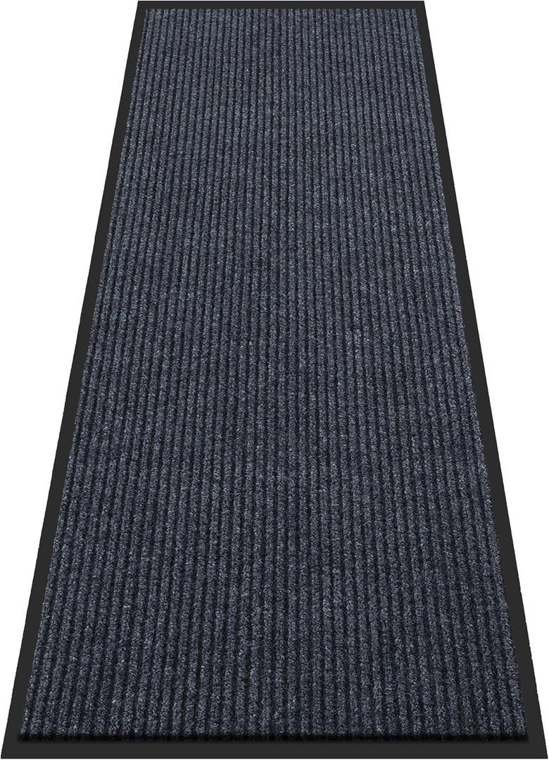 Large Indoor Outdoor Door Mat, 2' x 6' Heavy Duty Commercial Floor Mat Inside Outside Entrance, Rubber Border Doormats for Entryway, High Traffic Area, Waterproof, Low-Profile, Easy to Clean