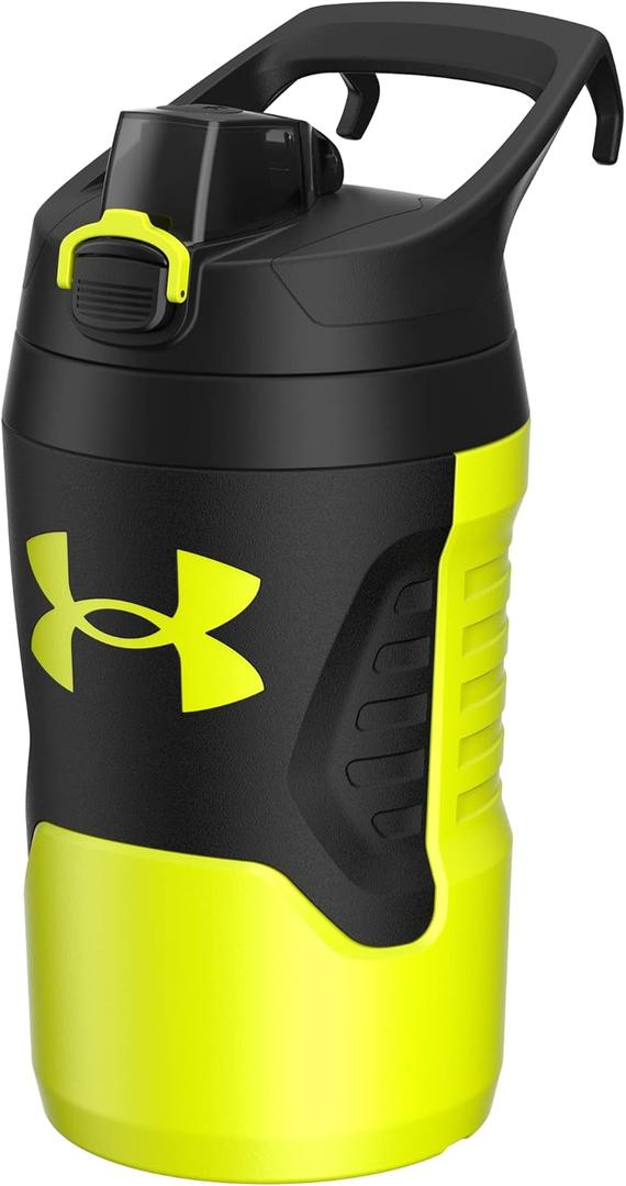 Under Armour 32 oz Insulated Water Bottles - Sports Water Jug with Handle, Fence Hook, Leak Resistant for Baseball, Football & More, 32 oz Water Bottles, Sports Water Bottle Insulated (Hi Vis Yellow/Black)