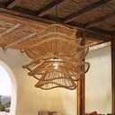 Arturesthome 19.68" Boho Coastal Rattan Pendant Light Multi-Level Woven Rattan Chandelier Wicker Ceiling Light Pendant Lampshade for Dining Room Hallway Foyer, 19.68"*17.68"