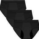 INNERSY Girls' Period Underwear for Teens Heavy Flow Panties Hold 4 Tampons 3-Pack (Black, L)
