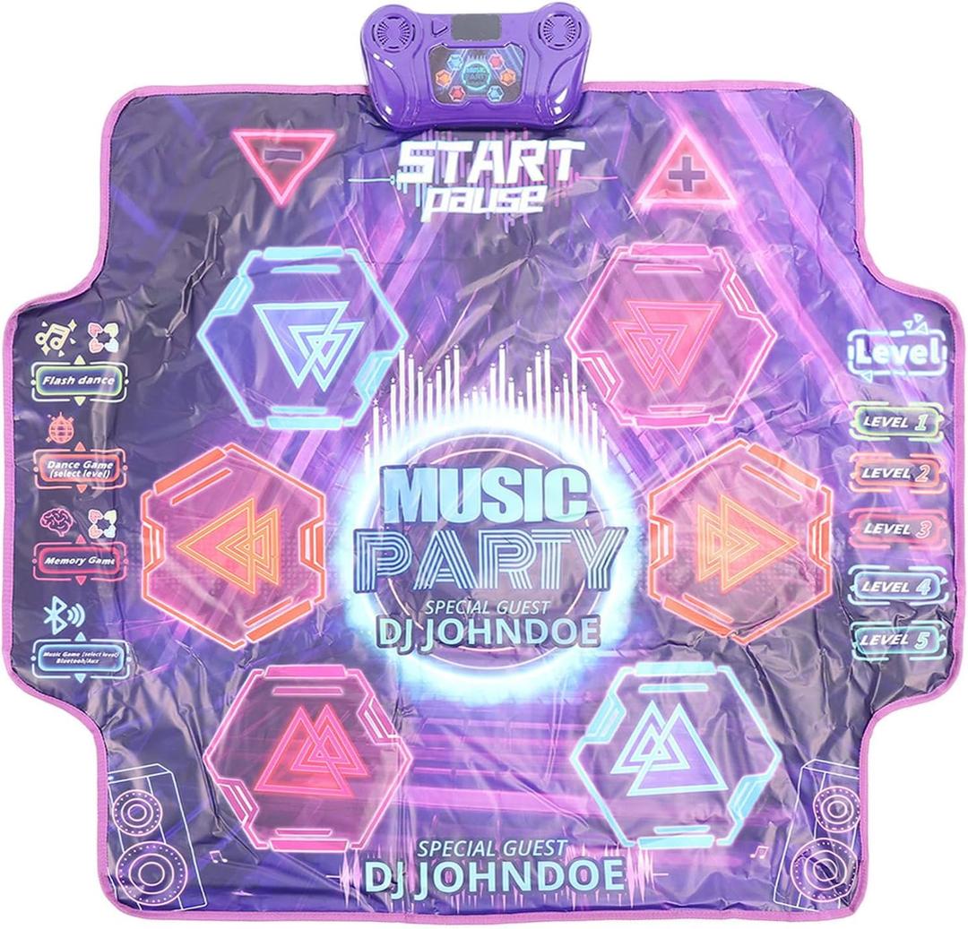 Ejoyous Dance Mat, Electronic Dance Pad with Glowing Light up 6 Button Interactive Music Dance Mixer Rhythm Step Play Mat with 7 Game Modes for Boy and Girl