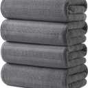 ecolook 4 Pack Microfiber Bath Towels, 31 x 63 inches Extra Large Bath Towel Set, Super Soft Highly Absorbent Bath Towels Set of 4, Quick Dry Lightweight Bathroom Towels for Spa, Pool, Gym, Dark Gray