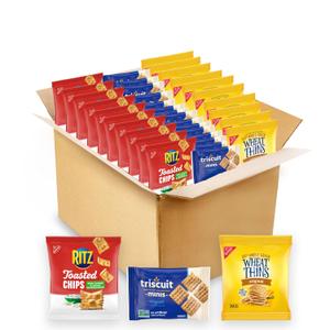 Nabisco Cracker Variety Pack, RITZ Toasted Chips, Wheat Thins Snacks Whole Grain Wheat Crackers and Triscuit Minis Whole Grain Wheat Vegan Crackers, 40 Snack Packs (EXP 10/01/26)