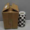 Checkerboard Ceramic Vase - Porcelain Black and White Checkered Decorative Vases for Home Decor,Elegant Flower&Pampas Grass for Centerpieces,Thanksgiving/Halloween for Living Room Kitchen