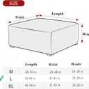 HFCNMY Stretch Square Ottoman Cover - Knitted Jacquard Ottoman Slipcover - Washable - Blue Large (35"D x 31"W x 14"H)