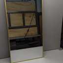 Full Length Mirror Door Hanging, Door Mirror, Over The Door Mirror Full Length, 50"x16" Bathroom Door Mirror, Long Mirror for Bedroom Living Room Locker Room (Gold)