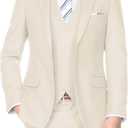 Men's 3 Piece Suits Slim Fit Wedding Prom Party Business Suit One Button Blazer Vest and Pants Tuxedo Set (Medium, Beige)