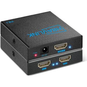 8K HDMI Splitter 1 in 2 Out 4K 120Hz- HDCP 2.3, VRR, HDR, Dolby/DTS5.1-1x2 HDMI 2.1 Splitter Mirror Display for PS3/4/5, Apple TV, Xbox, Fire TV Stick/Cube, Roku Stick, etc