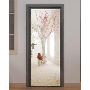 FLFK Door Mural Sticker - Flowers,Peel and Stick,Combined Size 30.3"x78.7",Split into 2 Pieces