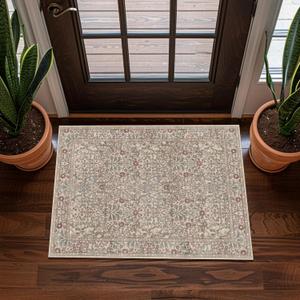 Washable 2x3 Entry Rug, Front Door Rugs Indoor, Vintage Floral Area Rugs for Kitchen, Non-Slip Bathroom Small Rugs, Perfect for Entryway Decor Door Mat (2x3 Moss)