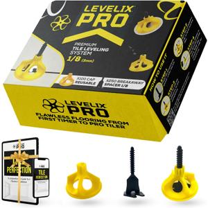 Tile Leveling System 1/8 - Flooring tools & Tile spacers - Complete starter Kit, 250 Breakaway Spacers & 100 Reusable Caps - For Professionals & DIY Projects - Free Ebook included