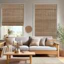 Cordless Bamboo Shades for Windows Room Darkening Roll Up Roman Bamboo Blinds Window Blinds for Patio, Garden, Pergola, Porch.Natural, 17.5" W x 58" H (44.45cmW x 147.32cmH)