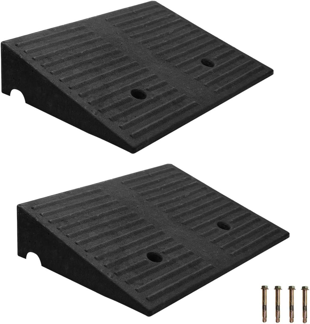 Rubber Curb Ramps for Driveway Curb Ramps for Sidewalks Door Ramps for Thresholds Heavy Duty 2 Pack 5 inch Rise Ramps for Wheelchairs Shed Ramp for Riding Mower 7000lbs Powersport Loading