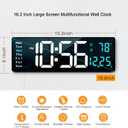 Abovsare 16.2 Inch Large Display Wall Clocks, LED Digital Clock with Remote Control for Living Room Decor, Automatic Brightness Dimmer Clock with Date Week Temperature (Blue)